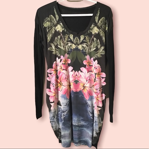 Stella McCartney Dresses & Skirts - Stella McCartney 2012 tropical print silk and jersey long sleeve dress